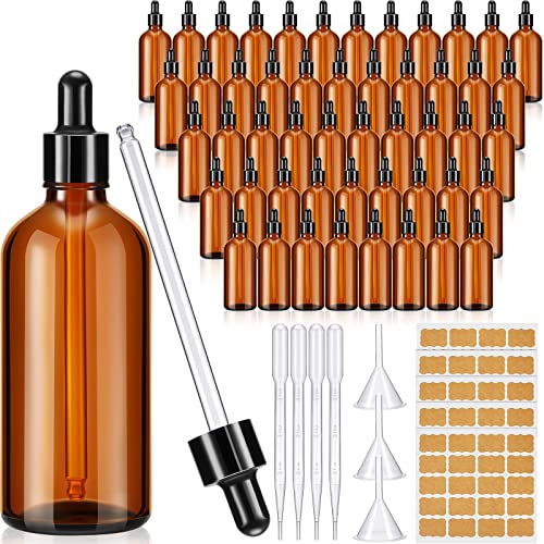 Lallisa 48 Pack 4oz Amber Glass Bottles with Glass Eye Droppers - color: Amber, size: 120 ml (4 oz)