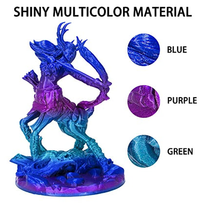 Rainbow PLA 3D Printer Filament, PLA Filament 1.75mm, Shiny Color Change Rainbow PLA Filament, +/- 0.02mm, 3D Printing Filament 1kg/2.2lbs - color: Shiny 3 Color Change