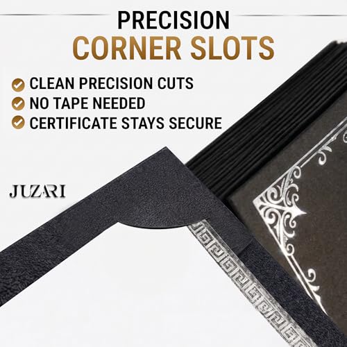 10 Pack Double Sided Certificate Holders 8.5x11 Black - Heavyweight 300gsm Cardstock Diploma Holder - Dual Certificate Folder Letter Size Graduation Award Certificate with Silver Foil Diploma Cover - color: Black-Silver, size: 10 Pack