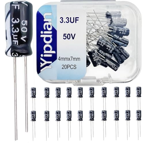 Electrolytic Capacitor YYipdian 3.3uF 50V 4x7mm High Temperature Resilience Aluminum Capacitors (Pack of 20) - size: 3.3uF 50V 4x7mm 20PCS