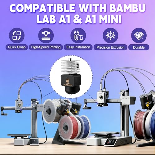 4Pcs 0.2MM Hotend Kit for Bambu Lab A1/A1 Mini, Stainless Steel A1 Hotend Fast Speed&High Temp Integrated Structure with Silicone Brush A1 Extruder Hot End for Bambu Lab A1 3D Printer Accessories - style: A1 Hotend Kit8