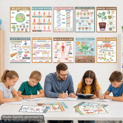 Yiaoyinnz 16Pcs Modern Boho Biology Science Posters for Classroom - color: Modern