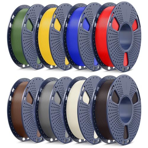 SUNLU 250g Filament Bundle 1.75mm, Multicolor 3D Printer Filament - color: Pla Spool-roasted Chestnut Black+bone White+grey+coffee Brown+red+klein Blue+vivid Yellow+olive Green