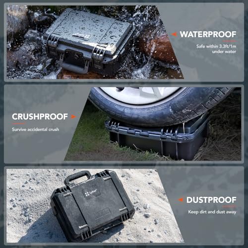 Lykus HC-3010 Waterproof Hard Case with Foam, Inner Size 10.75*6.65*3.94in - color: Black, size: HC-3010