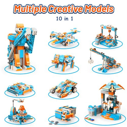 Apitor Robot S Robot Building Kit, 10 in 1 Programmable APP RC Airplane Robotics Coding Kit, Includes Large Storage Organizer with Sorting Plate, Birthday Gifts for Boys Girls Aged 7-12 (389 Pcs) - style: Robot S(Storage)