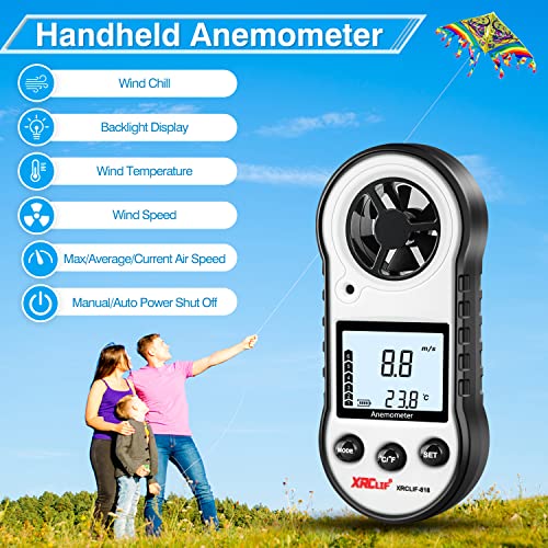 Digital Wind Speed & Temperature Anemometer, handheld Wind Gauge for Shooting, Windsurfing, Hunting - Gray - color: Gray