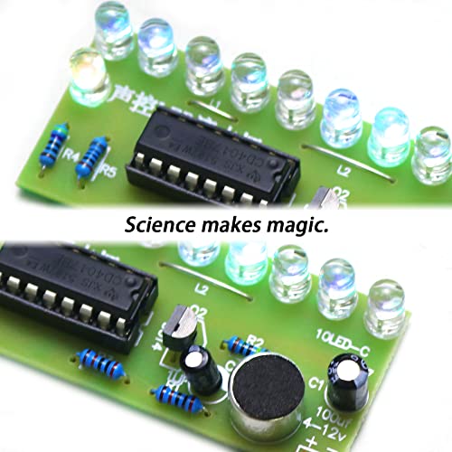 Soldering Practice Kit Sound-Activated LED Chaser Kit - DIY Soldering Project with 10 LEDs & Microphone Sensor (12V DC) for Electronics Beginners & STEM Education - style: Sound Sensor