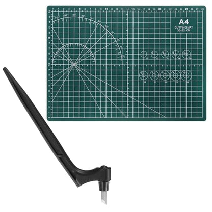 HARFINGTON Craft Cutting Tools 30 Degree Blades 360 Degree Rotating Blade Stainless Steel Cutter Pen Knife with Mat for DIY Crafts Stencils Scrapbooks, Black - color: Black