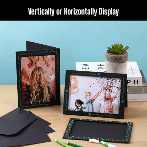 50 Sets Photo Frame Cards with Envelopes 5x7 Paper Picture Frames Bulk - color: Black, size: 5X7