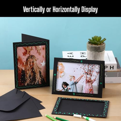 50 Sets Photo Frame Cards with Envelopes 5x7 Paper Picture Frames Bulk - color: Black, size: 5X7