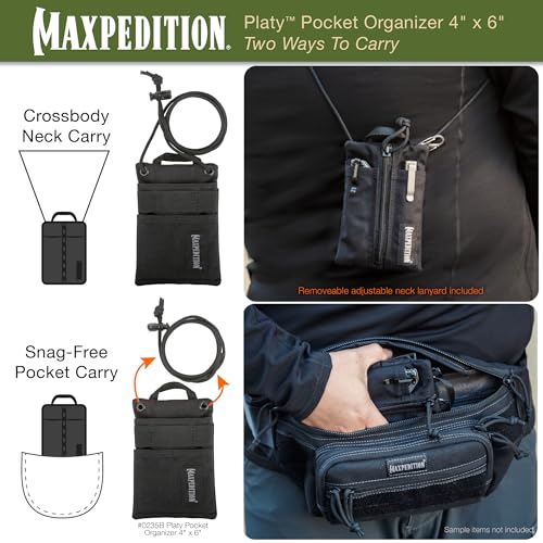 Maxpedition Platy Pocket Organizer, EDC Tool Pouch, Neck Wallet - color: Black, size: 4" x 6"