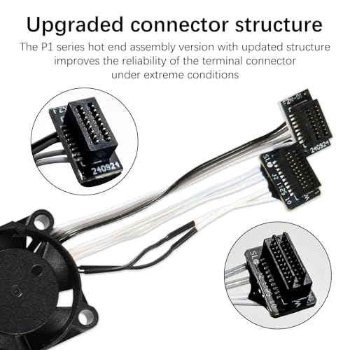 Bamboo Lab P1 Hotend Assembly Complete with Stainless Steel 0.2mm Nozzle,Ceramic Heater,Thermistor, Cooling Fan,Silicone Sock for P1S P1P 3D Printer Extruder Heating Block Replacement - size: 0.2MM, style: P1 Series
