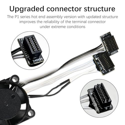 Bamboo Lab P1 Hotend Assembly Complete with Stainless Steel 0.2mm Nozzle,Ceramic Heater,Thermistor, Cooling Fan,Silicone Sock for P1S P1P 3D Printer Extruder Heating Block Replacement - size: 0.2MM, style: P1 Series