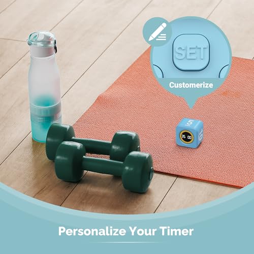 KADAMS Visual Timer – Cube Pomodoro Timer, LED Countdown Ring & Count Up Mode, Silent Flip Productivity Timer for Study, Classroom, Office, Cooking (Blue 5-10-25-50 min) - color: Blue 5-10-25-50 Min