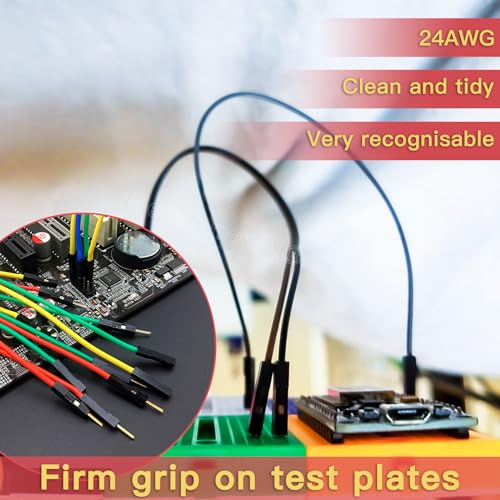 Breadboard Jumper Dupont Wires 24Awg Kabel 5 Colors 1Pin 2.54Mm Male to Female Double-End Tinning Connector Cable (Red, Black, White, Yellow, Green, 20 Each)