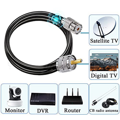 TUOLNK CB Coax RG58 UHF Male to Female Extension Cable - Low Loss Antenna PL-259 Jumper for CB Radio Ham Radio 6.6ft(2M) - size: 6.6ft