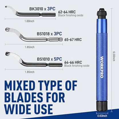 WORKPRO Deburring Tool with 11 Extra High Speed Steel Swivel Blades