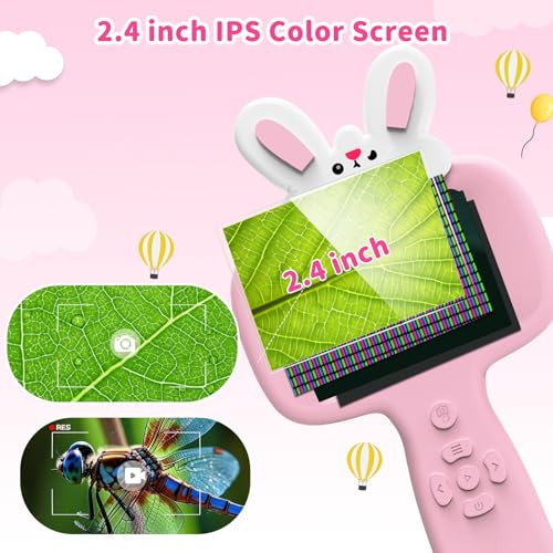 BLACKROOT Microscope for Kids, 2.4" Handheld Digital Pocket Microscope - color: Pink