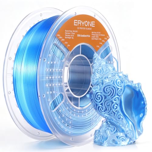ERYONE Silk Gradient 3D Printer PLA Filament 1.75 +/- 0.03mm, Shiny Multicolor Filament PLA Fast Color Change 1KG(2.2LBS), Ice Stream - color: Silk Gradient Ice Stream, size: 1KG
