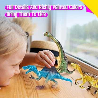 12 Dinosaur Toys for Kids, Plastic Animal Figurines Portable Dinosaur Figures Playset Montessori Toy Educational Game for Homeschool Preschool Toddler Kids - style: Large Dinosaur (excluding cards)