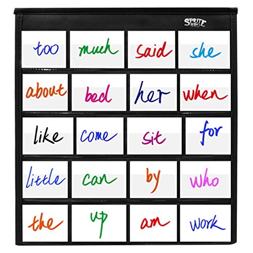 Black Tabletop Desktop Pocket Chart with Bonus 20X Dry Erase Cards. Double Sided and Self-Standing (13” X 12”) - color: Black, size: Blank Cards