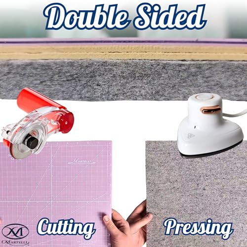 Martelli 12x12 Translucent Press or Cut Mat- Double Sided Professional Self-Healing Rotary Cutting Mat and 100% Wool Pressing Pad for Quilting, Sewing and Precision Fabric Ironing