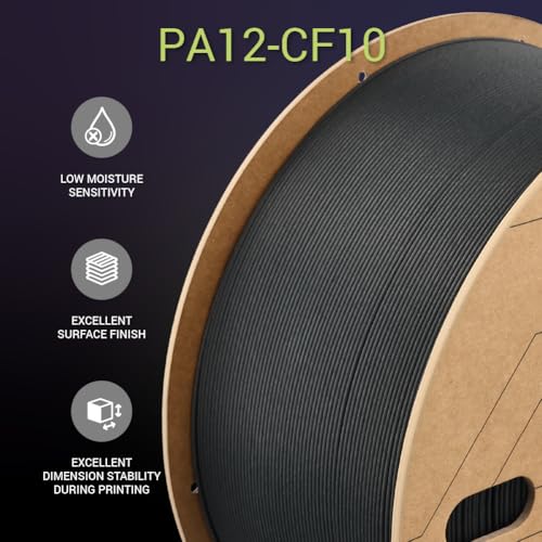 Polymaker Fiberon PA12-CF10 Carbon Fiber Nylon Filament 1.75mm Black 3kg - color: Black Pa12-cf10 3kg, size: NYLON