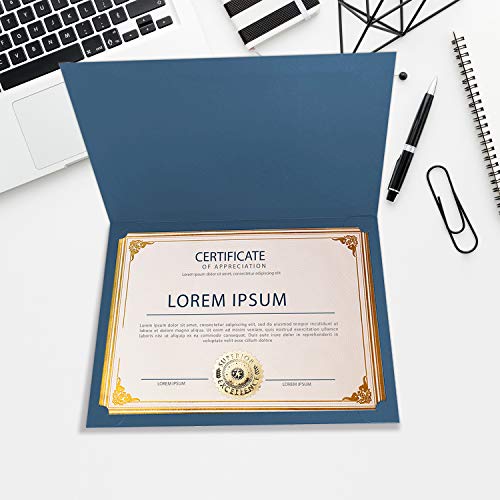 SUNEE 75pcs Certificate Kit, 25pcs Navy Blue Certificate Holders & 25pcs Letter Size Certificate Papers & 25pcs Gold Foil Award Seals for Diploma, Award, Accomplishment - color: Navy Blue