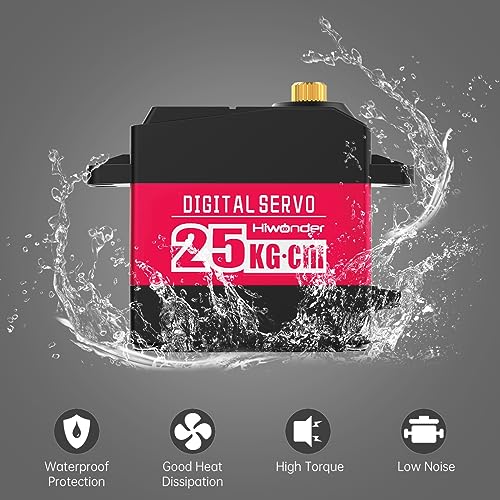 Hiwonder 25KG High Torque Digital Servo Motor Full Metal Gear, Metal Case Servo Waterproof for RC Mode DIY,Control Angle 270° - size: 25KG/270°