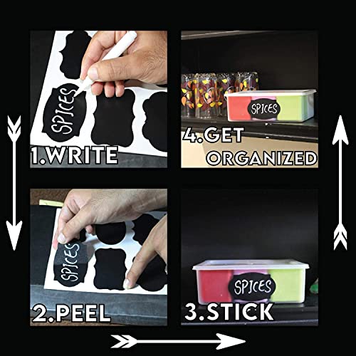 Mantah Oval Chalkboard Labels 200pcs with 2 White Chalk Marker, Reusable Waterproof Chalk Label for Storage Bin, Labels for Food Container, Label for Jars, Containers - size: 200 PCS, Oval Shape