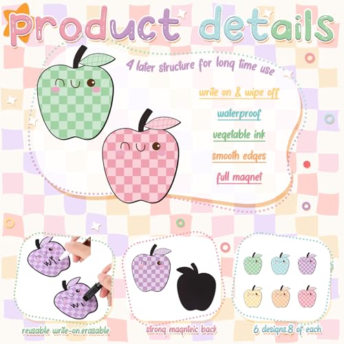 48 Pcs Pastel Dry Erase Magnetic Labels, Fruit - style: Fruit