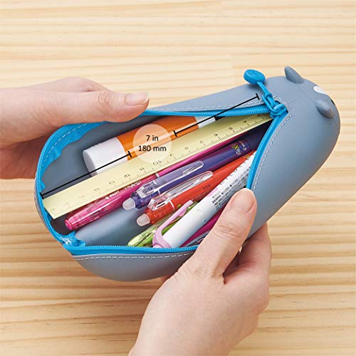 LIHIT LAB PuniLabo Zipper Pen Case/Pouch, Horizontal, 2.5" x 7.9", Black Cat (A7781-3), Pen: 2.5"x 7.9"x 2.4" - color: Black Cat, size: 2.5" × 7.9" × 2.4"