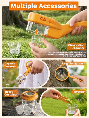 Bug Catcher for Kids with Microscope, Bug Catching Kit-Orange - color: Orange
