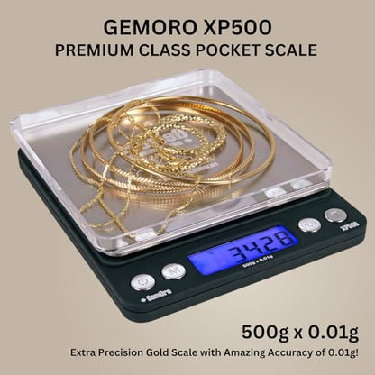 GemOro Platinum XP500 Extra-Precision Pocket Jewelry Scale, 500g x 0.01g
