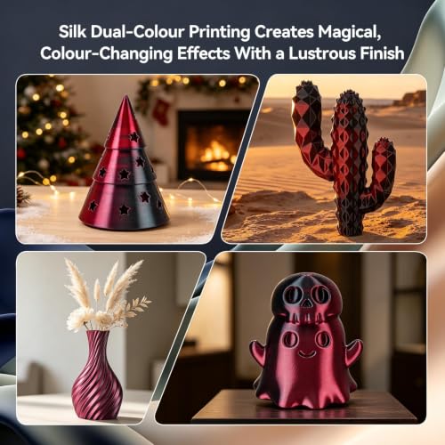 Kingroon PLA 3D Printer Filament, Dual Color Silk PLA Filament, Dimensional Accuracy +/- 0.03 mm, 1kg Spool(2.2lbs), 1.75 mm, Black Red - color: 1kg Black Red, size: 1KG