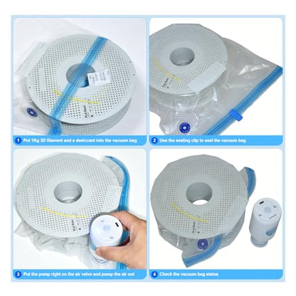 3D Printer Filament Storage Bags Vacuum Sealed Bags Kit, 30 PCS