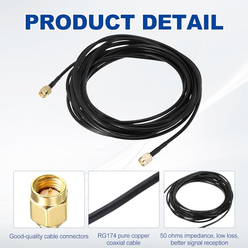uxcell SMA Male to SMA Male Coaxial Cable 50 Ohm 16.4 Feet RG174 - size: 16.4 Feet