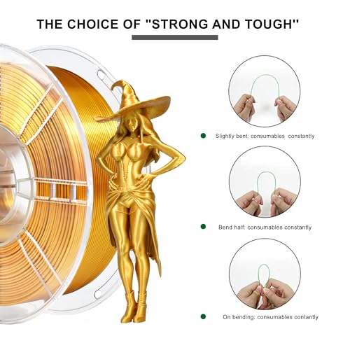 iBOSS PLA Plus (PLA+) 3D Printer Filament 1.75mm+/- 0.02mm,1kg (2.2lbs) Silk Shiny Filament 3D Printing Filament,Smooth Silky Surface,Shiny Gold PLA Pro 3D Filament,Fit Most FDM Printer (Slik Gold) - color: A_ Silk Gold