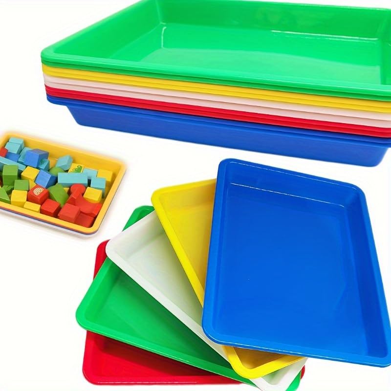 Plastic Art Trays,5 Pieces Stackable Activity Crafts Organizer, Serving, Jewelry Tray for DIY Projects, Painting, Beads, Organizing Supply