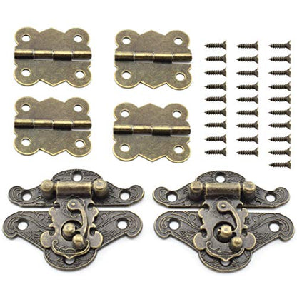 SDTC Tech Retro Design Jewelry Box Hardware Kit (2X Hasp Catch + 4X Hinges) - color: M2B4 KIT