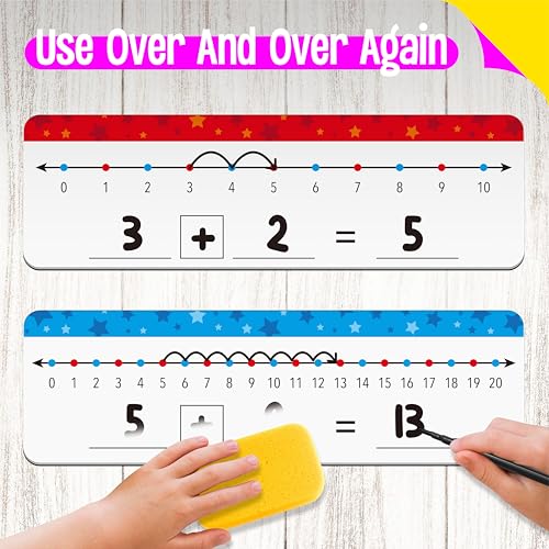 8 Packs Magnetic Number Line Boards, Dry Erase Writable and Erasable Math Board Addition & Subtraction White Board Magnets for Kids, Students, Classroom and Home (Each Measures 12” x 3.5”) - color: Stars（magnetic Boards）, size: 0-10/0-20 -8 Packs