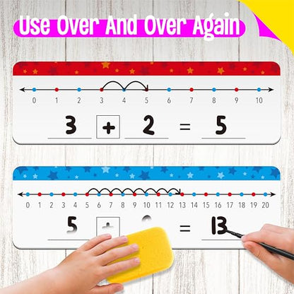 8 Packs Magnetic Number Line Boards, Dry Erase Writable and Erasable Math Board Addition & Subtraction White Board Magnets for Kids, Students, Classroom and Home (Each Measures 12” x 3.5”) - color: Stars（magnetic Boards）, size: 0-10/0-20 -8 Packs