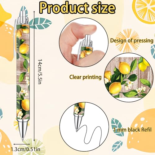 Idealmuzik Lemon Pens Set – Fun Citrus-Themed Pens for Girls, Students, and Stationery Lovers – Smooth Writing Ballpoint Pens for School, Journaling, or Gifts – Bright and Cheery Design, 8 Pack - color: Lemon