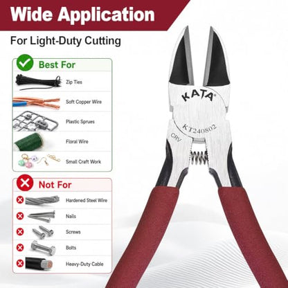 KATA 5 Inch Mini Wire Cutters and 6 Inch Side Cutter Plier for Home Crafts - size: 6" Wire Cutters + 5" Flush Cutters