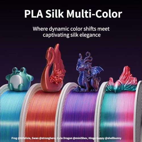 Bamboo Lab PLA Silk Multi-Color 3D Printer Filament 1.75mm for Bambu Lab X1/X1C/P1P/P1S/AMS, Silk Shiny Multi Color PLA 1KG Easy Printing & Eco Friendly with RFI (Not Recommend for A1 Series) - color: Gradient Light Rainbow 13912