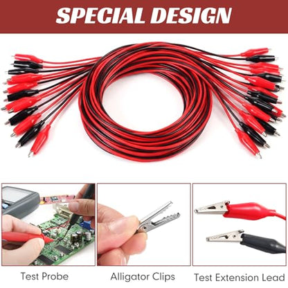 EBOOT 10 Pcs Alligator Clips Electrical, 40 Inches Test Leads with Alligator Clips, Double-ended Jumper Wires for Electrical Testing, Circuit Connection, Experiment