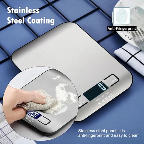 NUTRI FIT Food Scale Kitchen Scales Digital Weight Grams Oz for Weight Loss - color: Silvery Grey