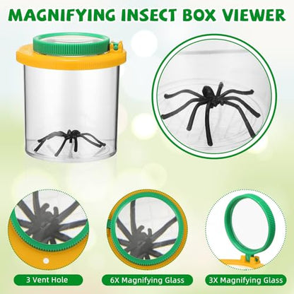 Silipull 24 Pcs Bug Jar Viewer Magnifying Insect Box Magnifier Bug Container Bulk Insect Container Cage for Science Nature Exploration Educational Tool Collecting Kit(Yellow) - color: Yellow