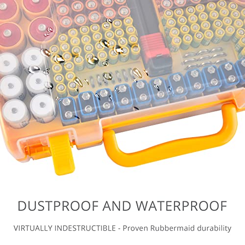 Battery Organizer Storage Case with Tester for 269 Batteries, Double Sides - color: Yellow