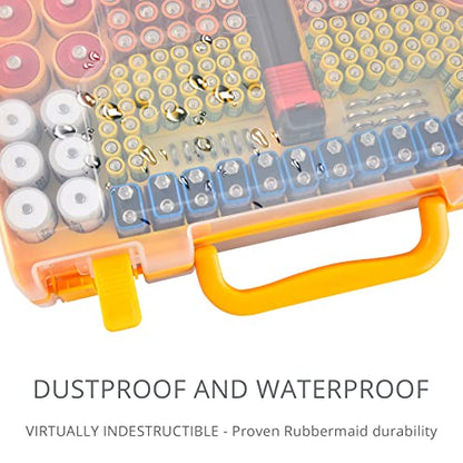 Battery Organizer Storage Case with Tester for 269 Batteries, Double Sides - color: Yellow